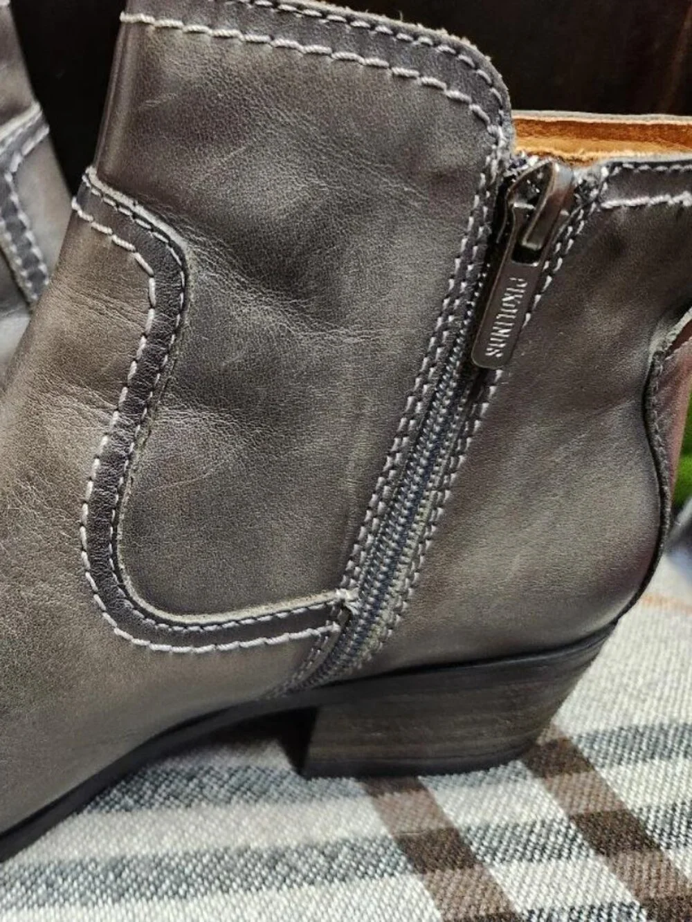 Pikolinos 8 EU 38 Lead Gray Leather Ankle Booties Daroca Braided MSRP $230